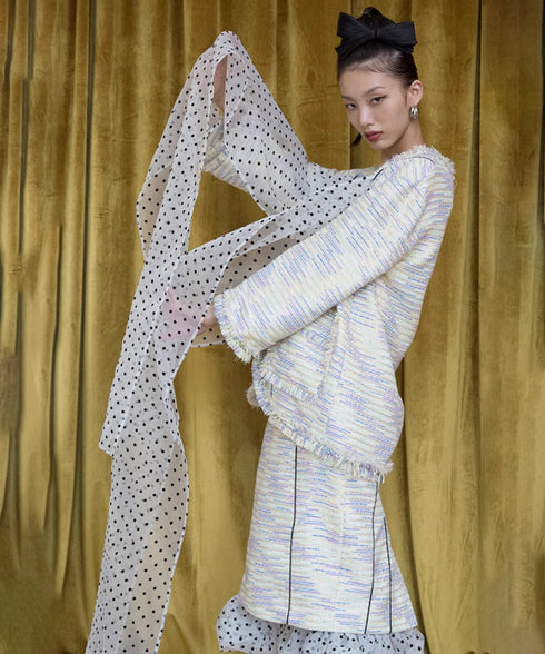 Dot Organza Raw Edge Jacket